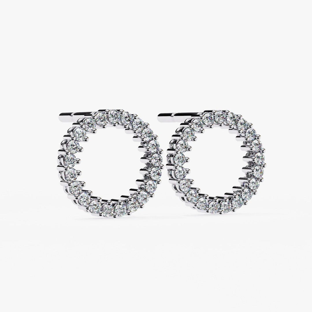 Diamond By Tilesh Classic Round Diamond Hoop Studs – Timeless Elegance in Every Curve - Suspire
