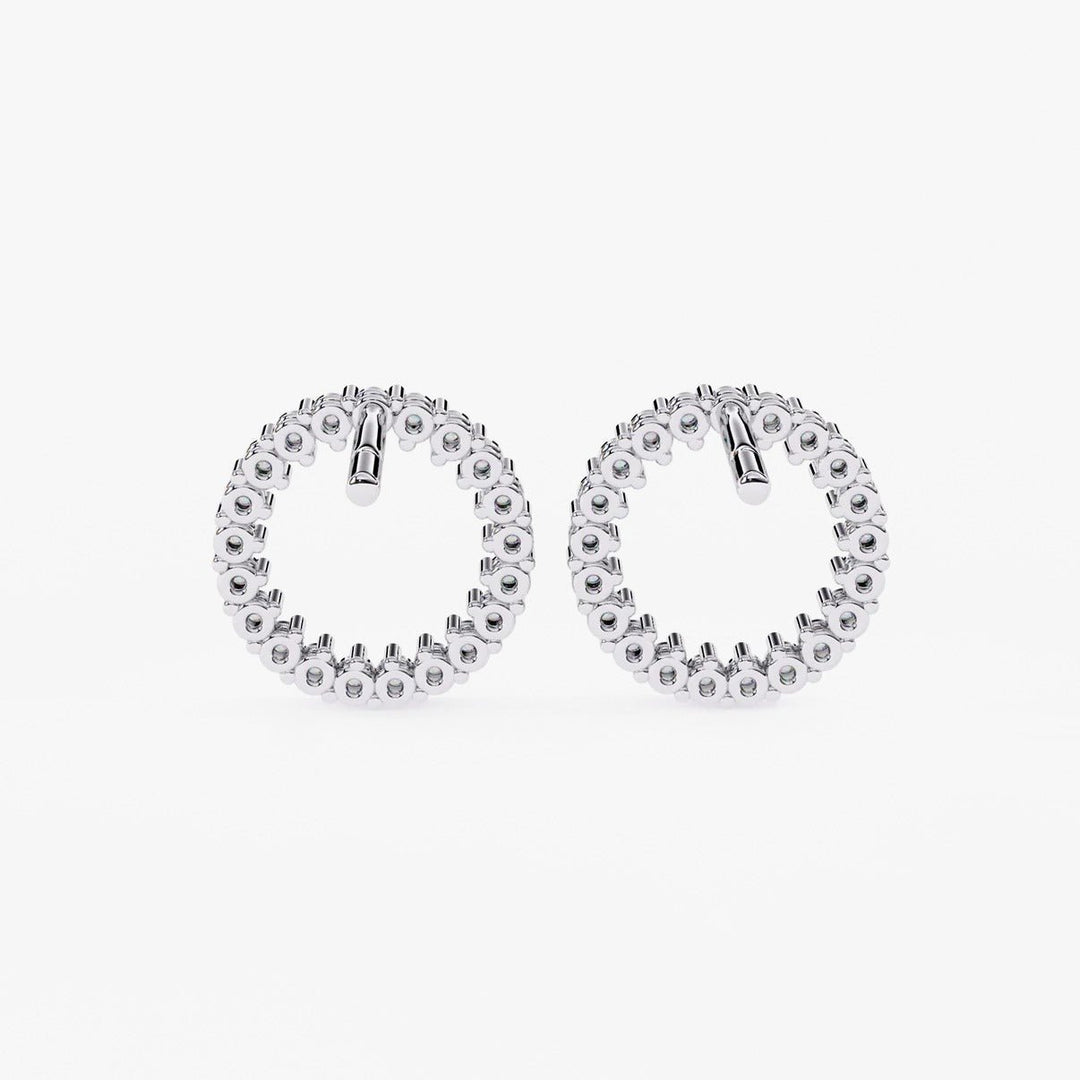 Diamond By Tilesh Classic Round Diamond Hoop Studs – Timeless Elegance in Every Curve - Suspire