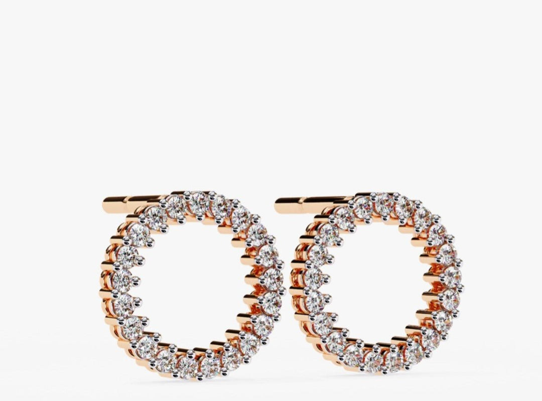 Diamond By Tilesh Classic Round Diamond Hoop Studs – Timeless Elegance in Every Curve - Suspire