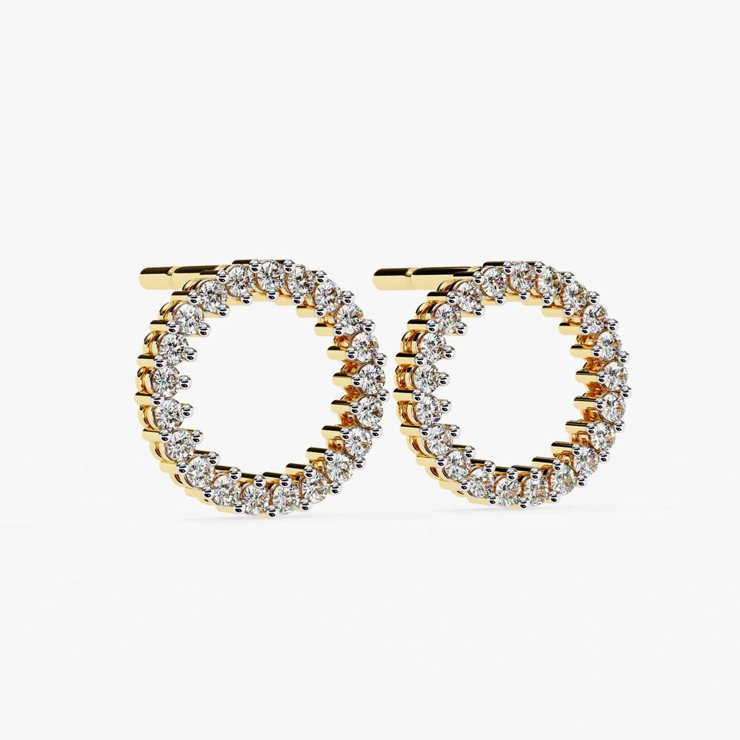 Diamond By Tilesh Classic Round Diamond Hoop Studs – Timeless Elegance in Every Curve - Suspire