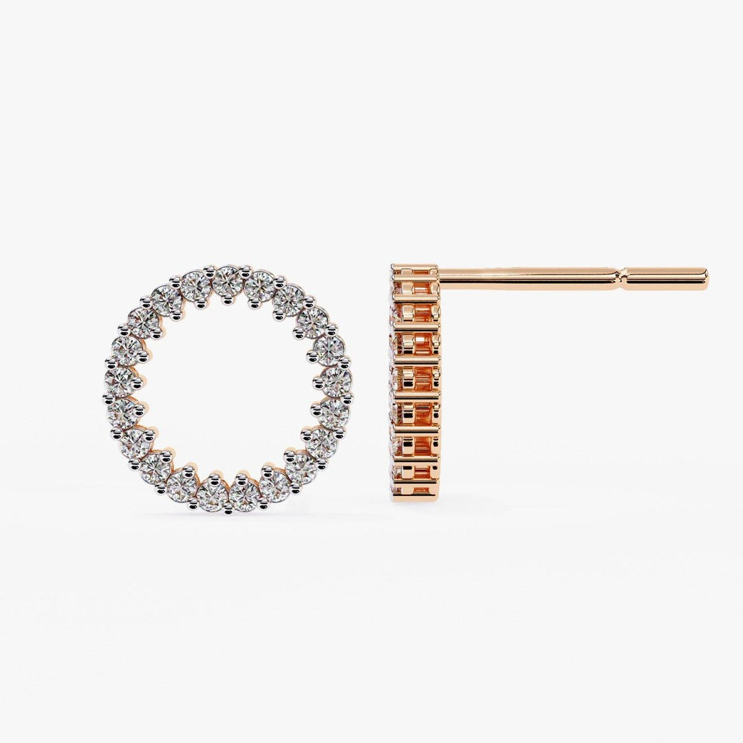 Diamond By Tilesh Classic Round Diamond Hoop Studs – Timeless Elegance in Every Curve - Suspire