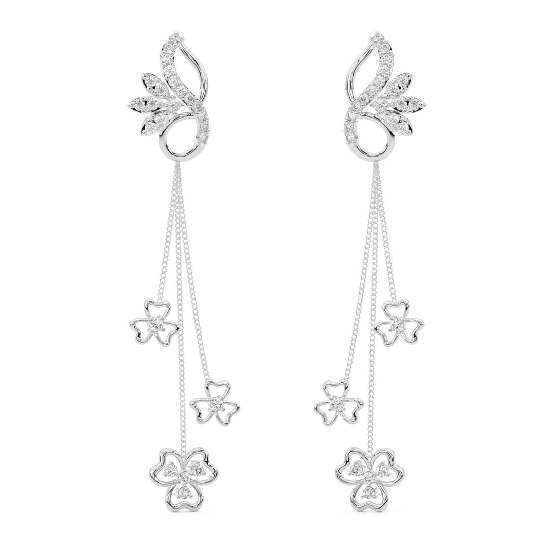 Diamond By Tilesh Floral Cascade Diamond Danglers – Dance of Elegance - Suspire