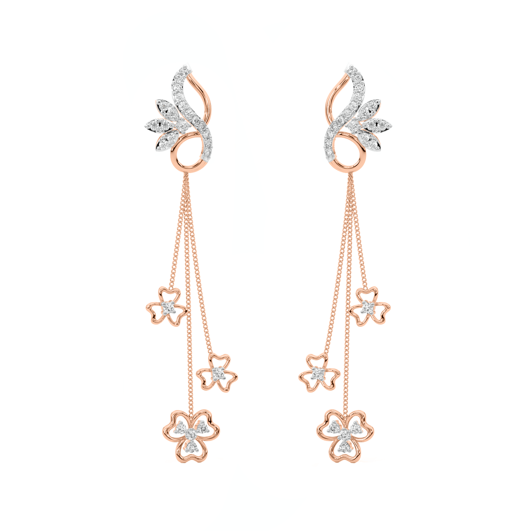 Diamond By Tilesh Floral Cascade Diamond Danglers – Dance of Elegance - Suspire