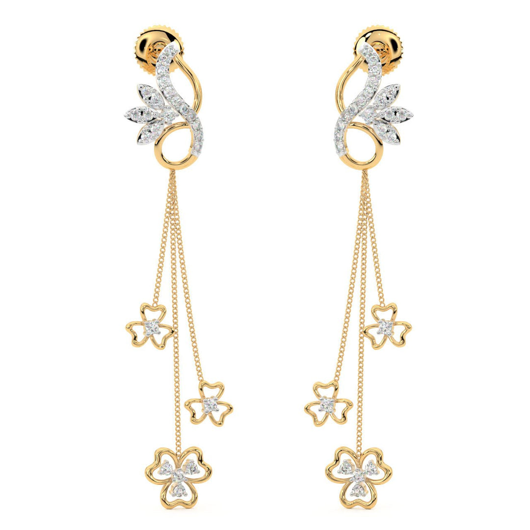 Diamond By Tilesh Floral Cascade Diamond Danglers – Dance of Elegance - Suspire