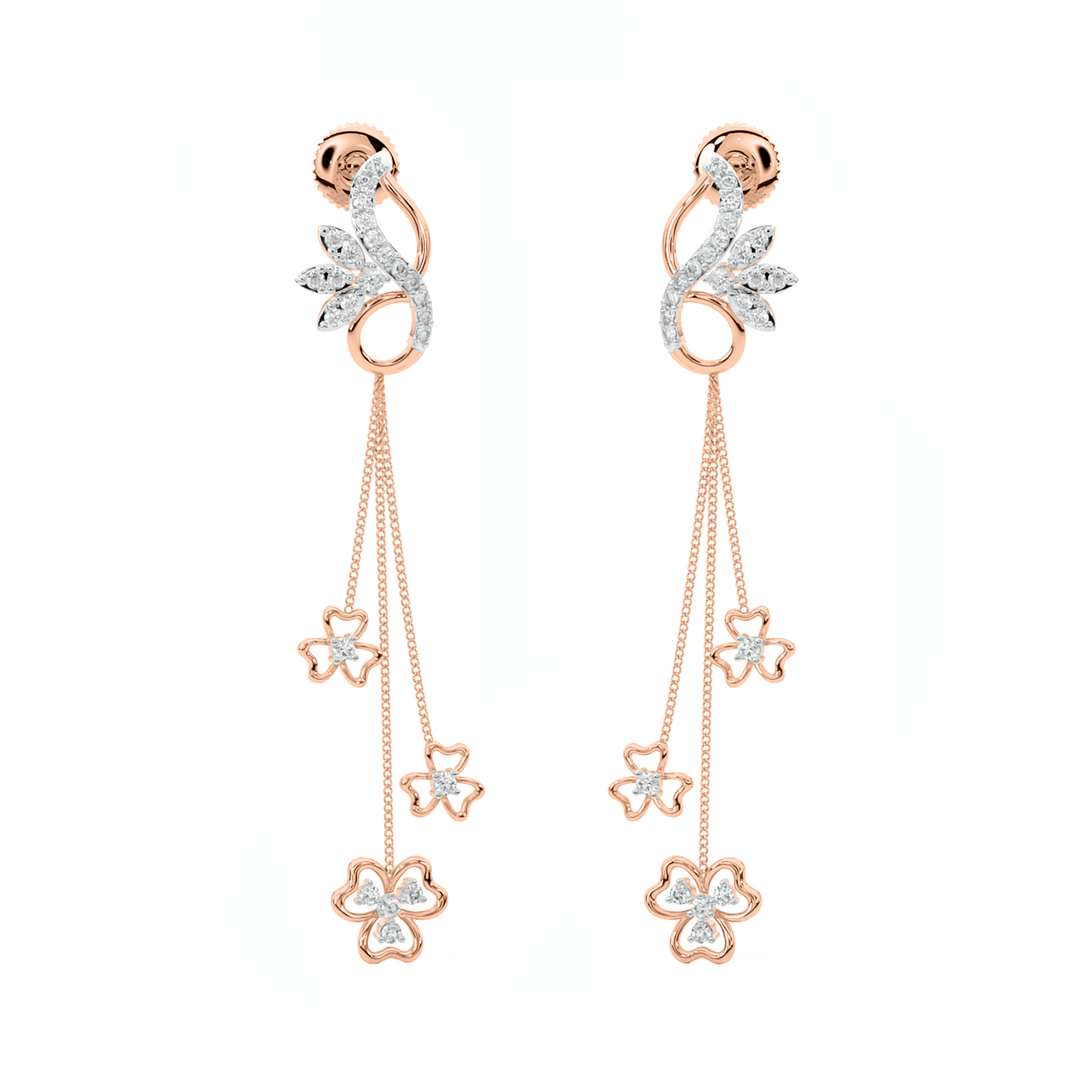 Diamond By Tilesh Floral Cascade Diamond Danglers – Dance of Elegance - Suspire
