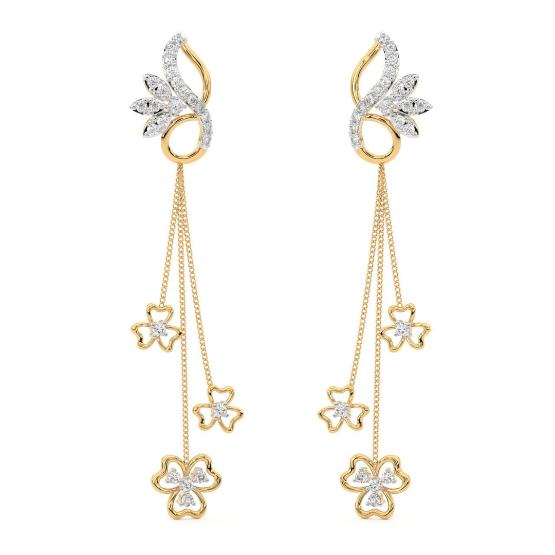 Diamond By Tilesh Floral Cascade Diamond Danglers – Dance of Elegance - Suspire
