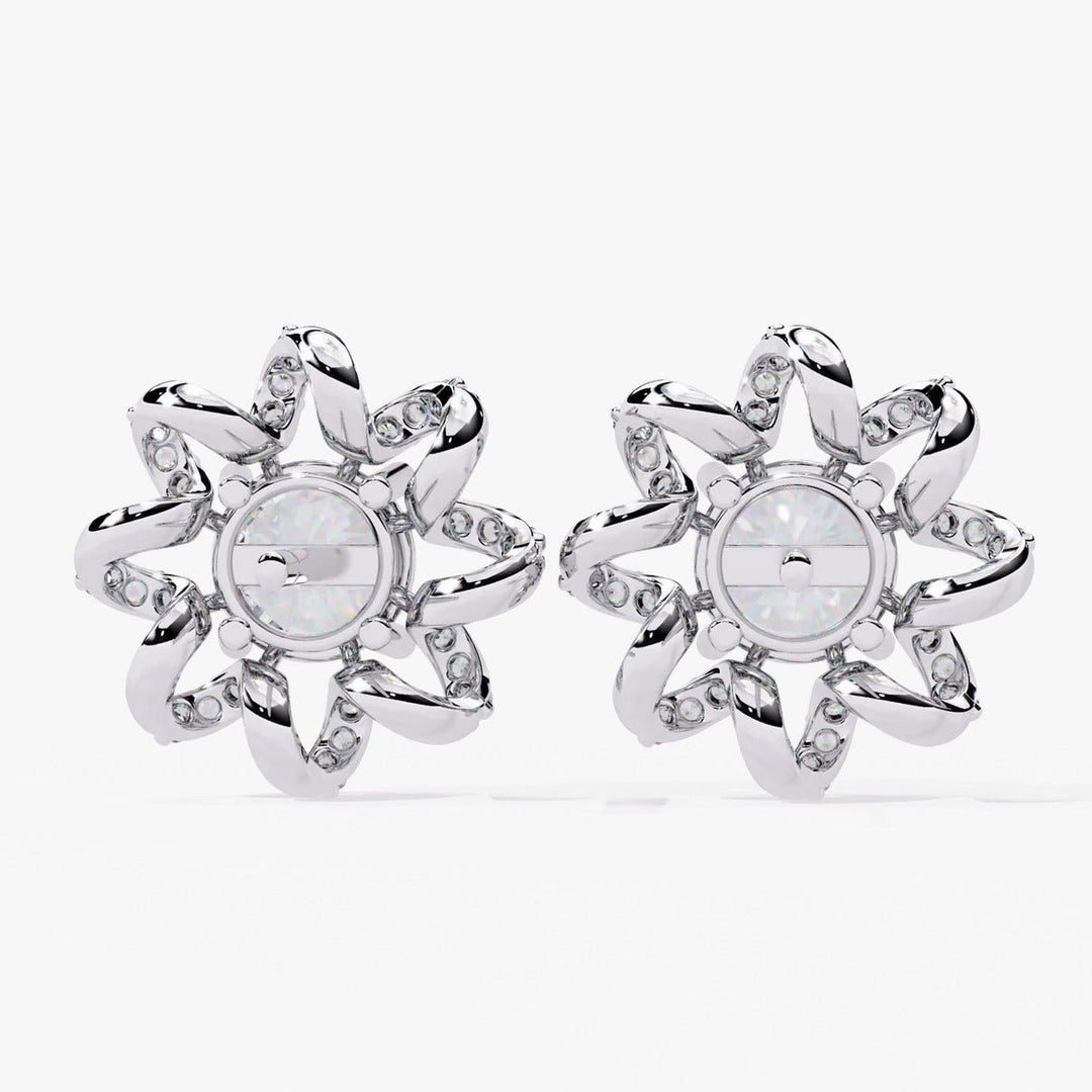 Diamond By Tilesh Floral Swirl Diamond Stud Earrings – A Radiant Statement of Grace - Suspire