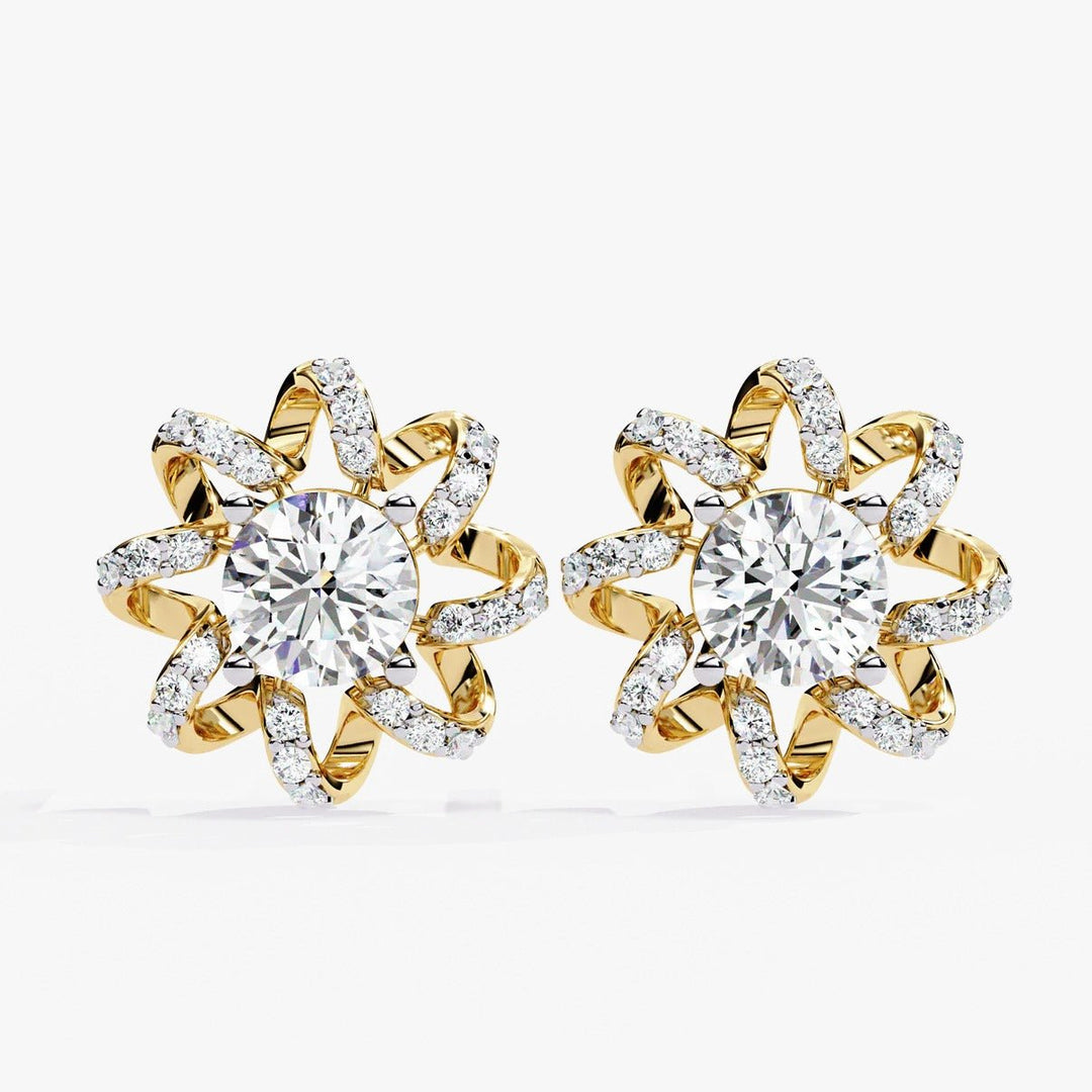 Diamond By Tilesh Floral Swirl Diamond Stud Earrings – A Radiant Statement of Grace - Suspire