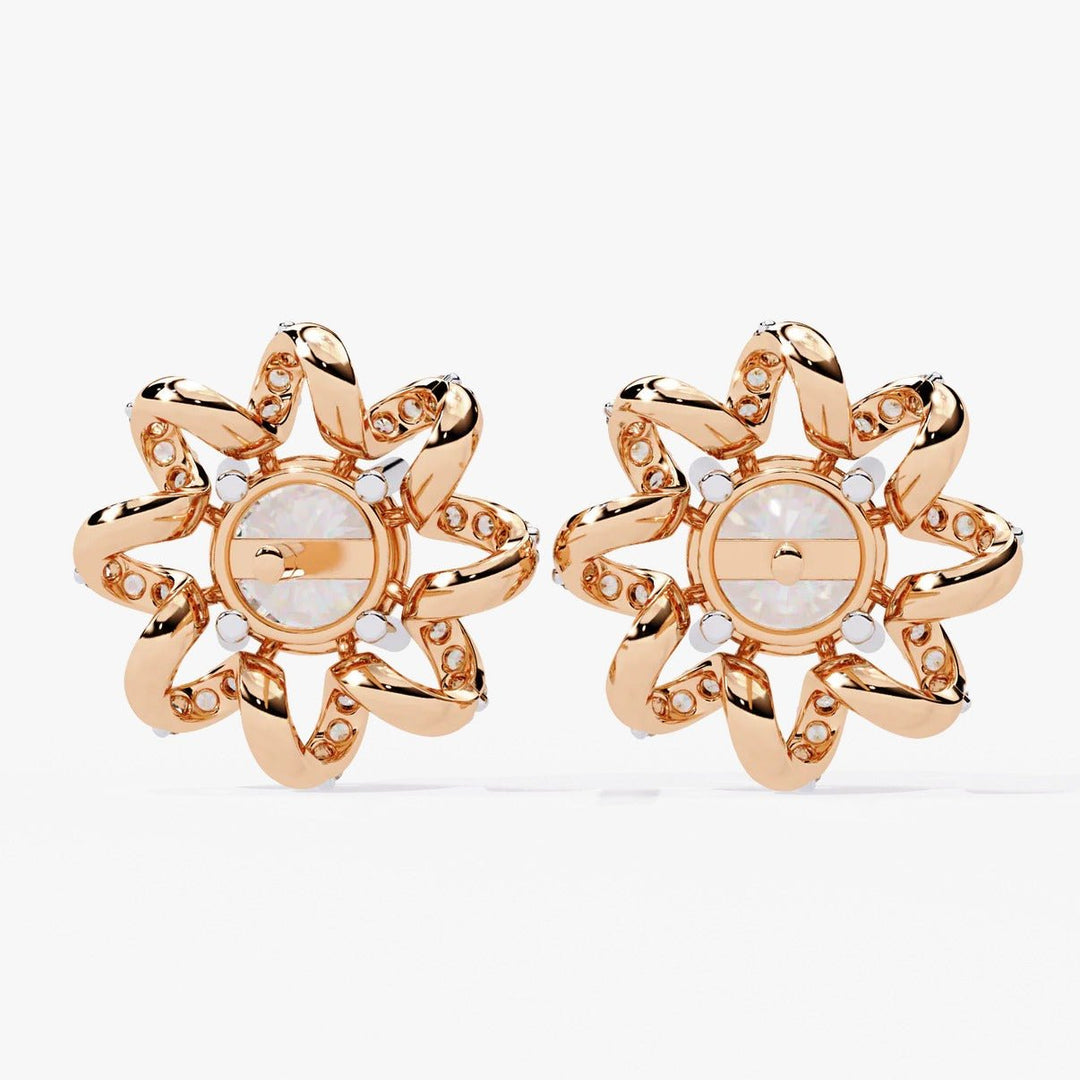 Diamond By Tilesh Floral Swirl Diamond Stud Earrings – A Radiant Statement of Grace - Suspire