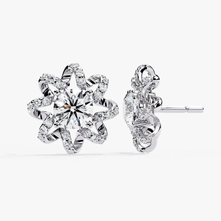 Diamond By Tilesh Floral Swirl Diamond Stud Earrings – A Radiant Statement of Grace - Suspire