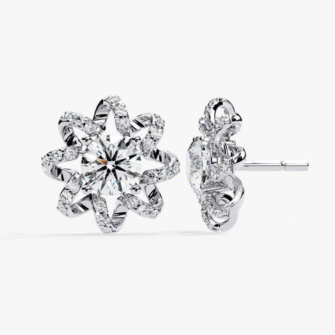 Diamond By Tilesh Floral Swirl Diamond Stud Earrings – A Radiant Statement of Grace