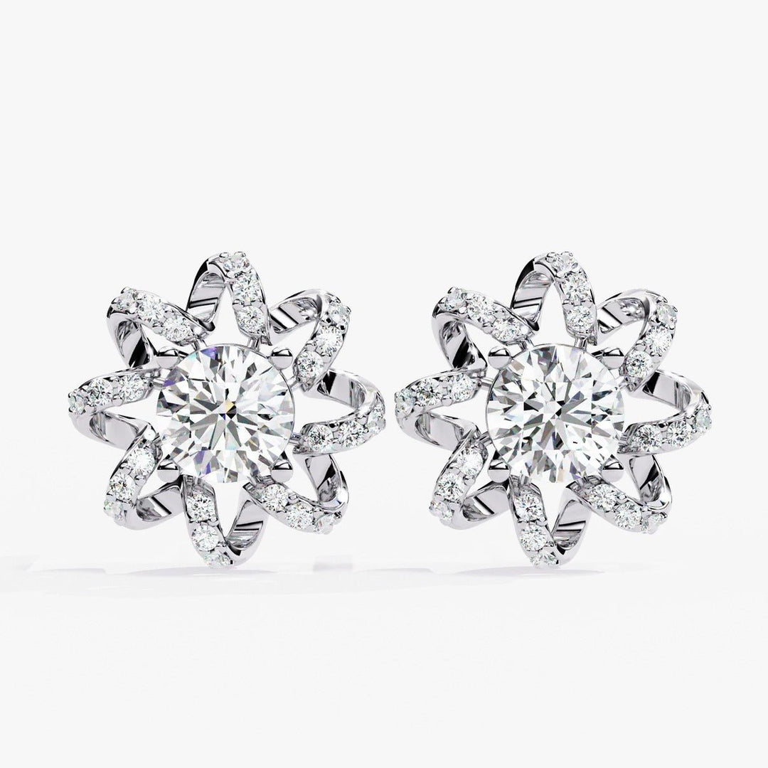 Diamond By Tilesh Floral Swirl Diamond Stud Earrings – A Radiant Statement of Grace - Suspire