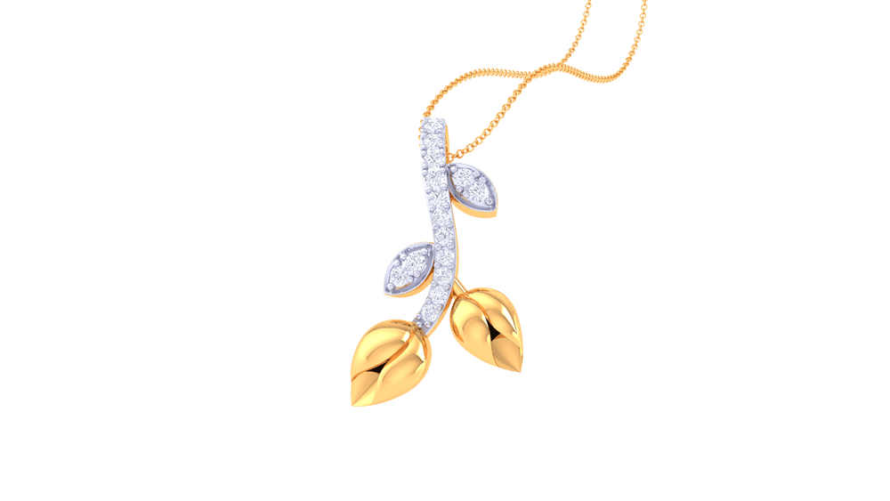 Diamond By Tilesh Leaf Diamond Pendant – Nature’s Elegance in a Modern Frame