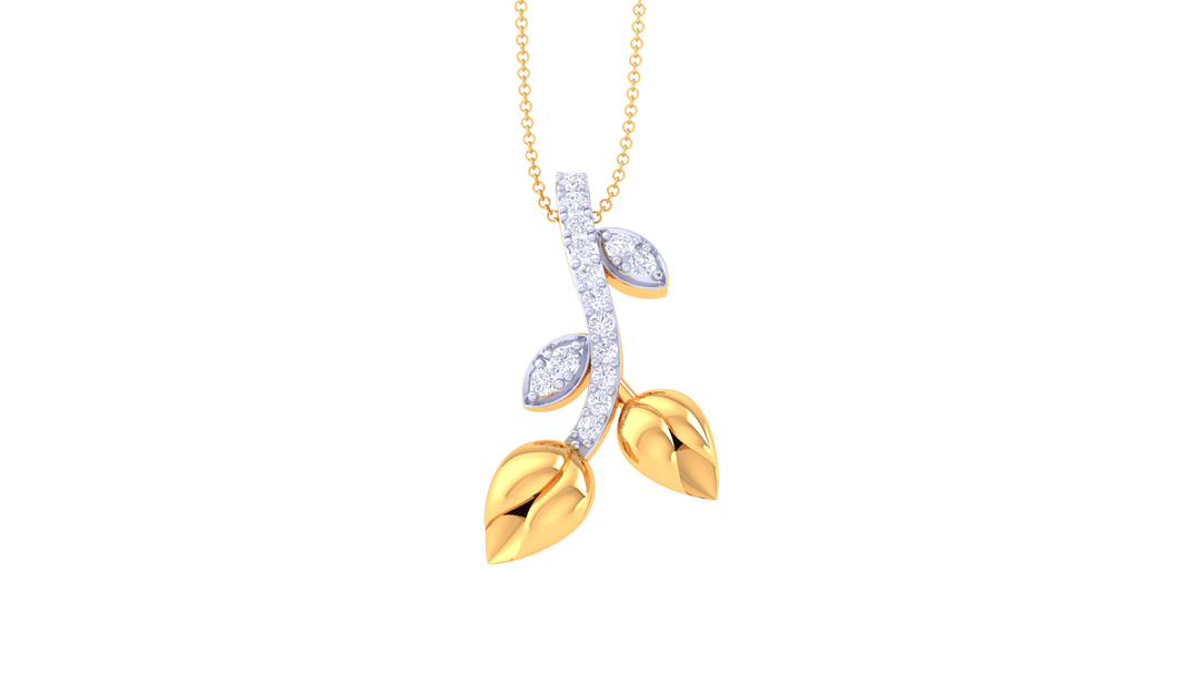 Diamond By Tilesh Leaf Diamond Pendant – Nature’s Elegance in a Modern Frame - Suspire