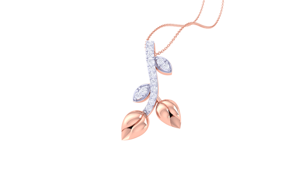 Diamond By Tilesh Leaf Diamond Pendant – Nature’s Elegance in a Modern Frame - Suspire