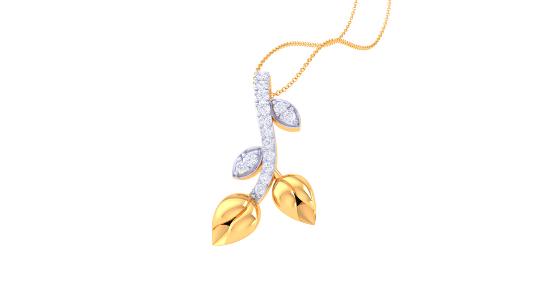 Diamond By Tilesh Leaf Diamond Pendant – Nature’s Elegance in a Modern Frame - Suspire