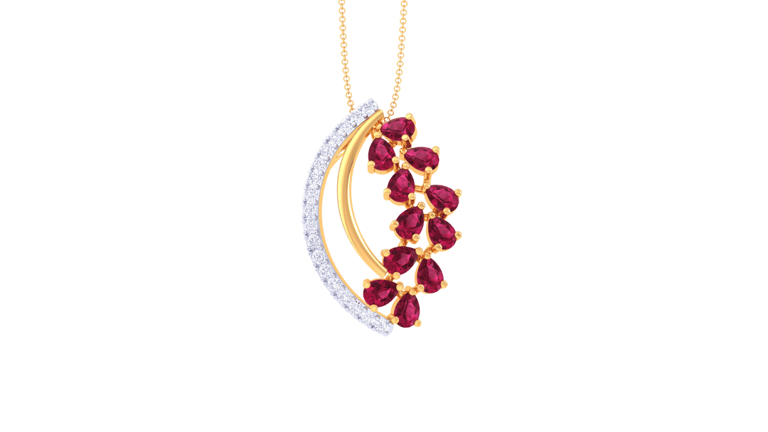 Diamond By Tilesh Scarlet Bloom Diamond & Red Stone Pendant – A Statement of Passion and Grace - Suspire