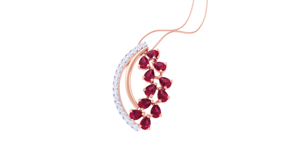 Diamond By Tilesh Scarlet Bloom Diamond & Red Stone Pendant – A Statement of Passion and Grace