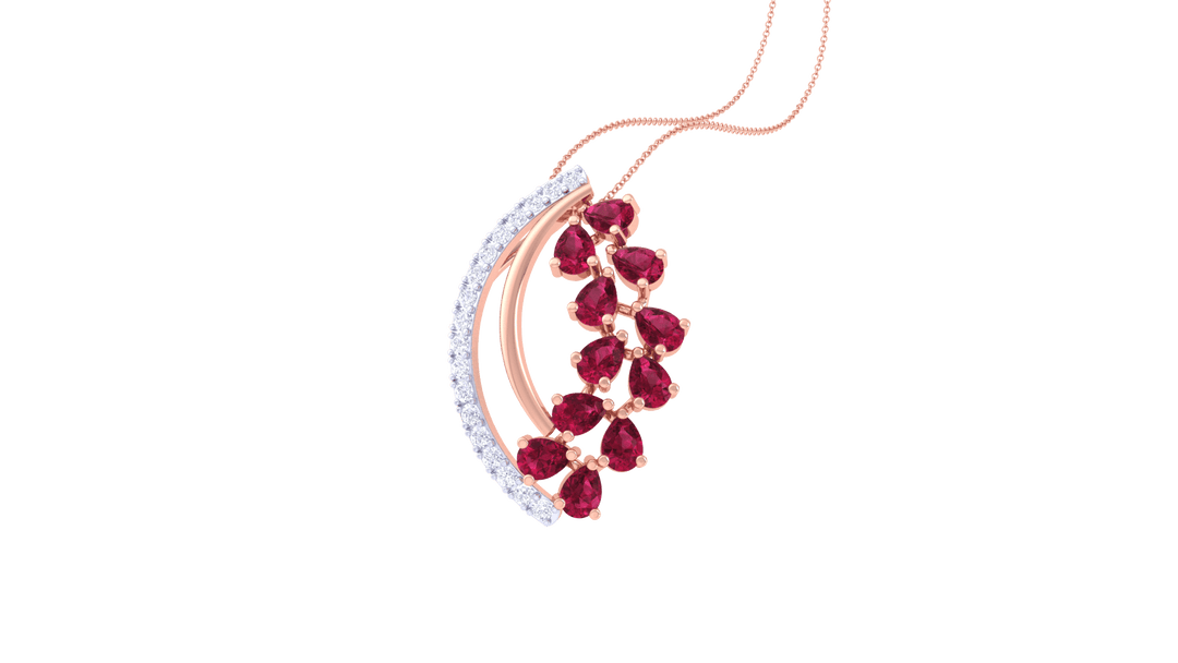 Diamond By Tilesh Scarlet Bloom Diamond & Red Stone Pendant – A Statement of Passion and Grace - Suspire