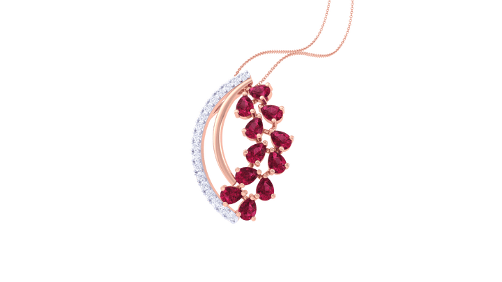 Diamond By Tilesh Scarlet Bloom Diamond & Red Stone Pendant – A Statement of Passion and Grace - Suspire