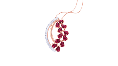 Diamond By Tilesh Scarlet Bloom Diamond & Red Stone Pendant – A Statement of Passion and Grace