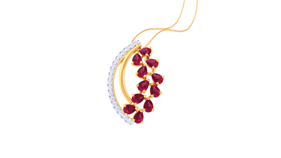 Diamond By Tilesh Scarlet Bloom Diamond & Red Stone Pendant – A Statement of Passion and Grace - Suspire