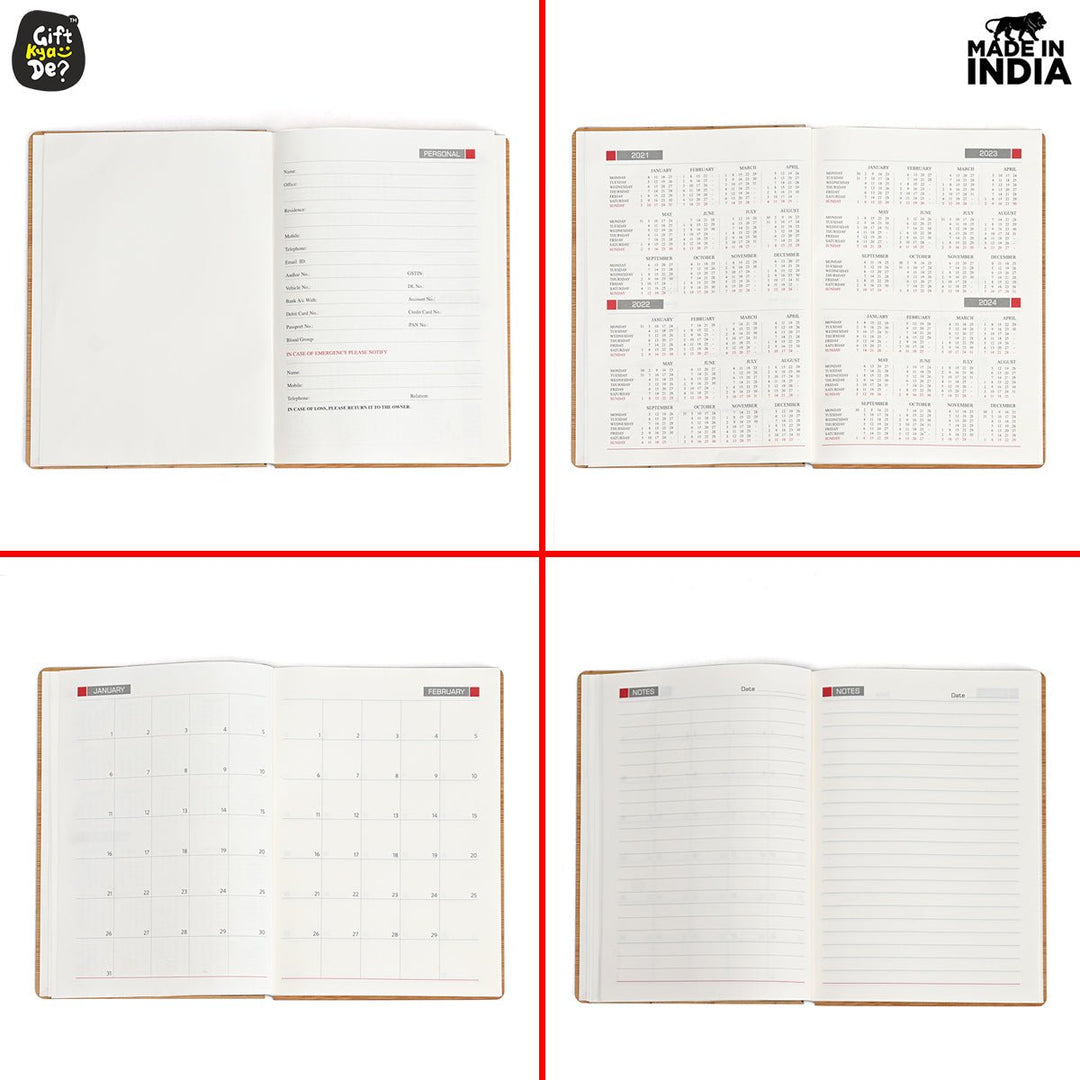 Gift Kya De Infinite Circular Wall Calendar (Bamboo Theme) | Calendar With Clock & Diary Combo Available