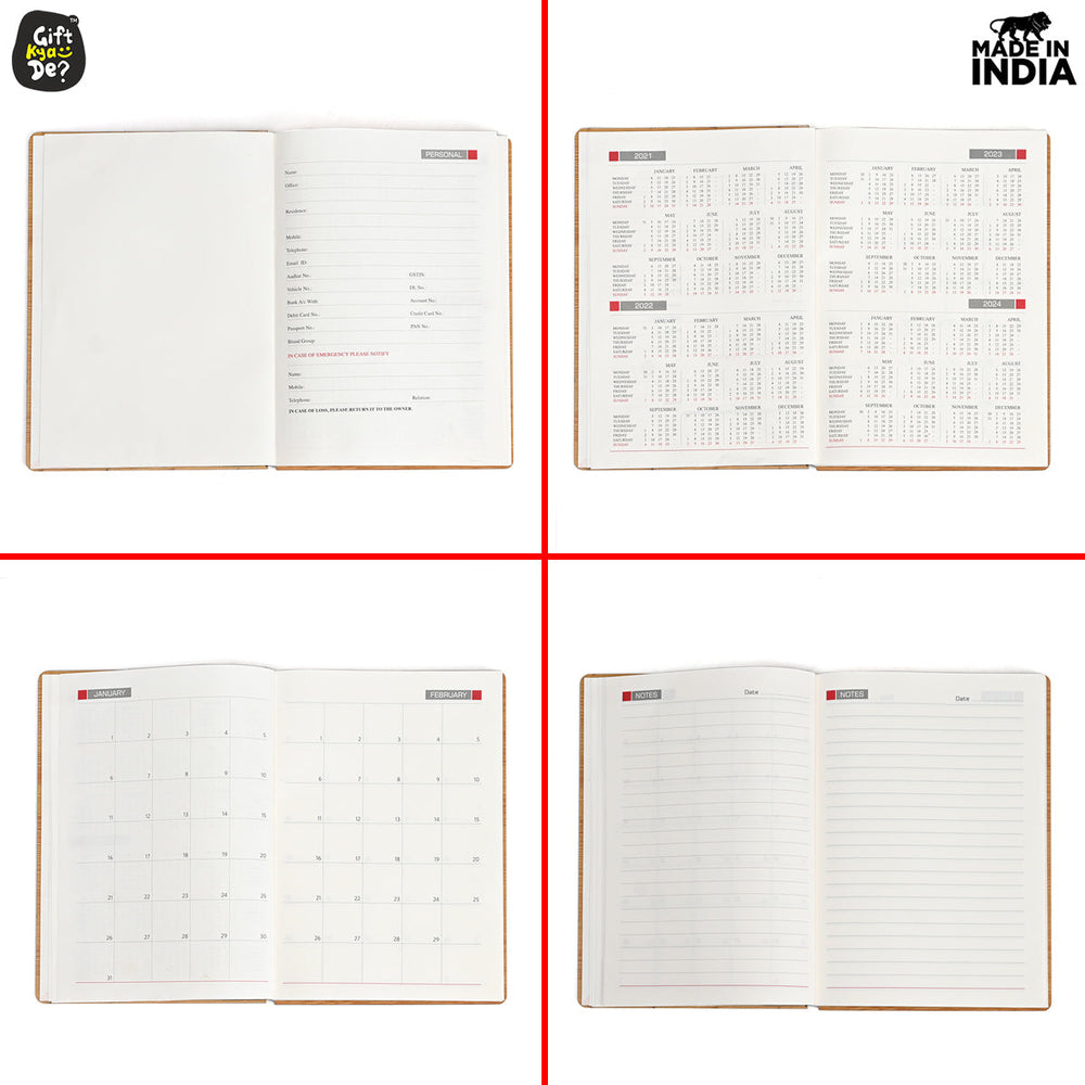 Gift Kya De Diary, Bamboo Bottle and Pen | Eco-Friendly New Year Hamper | Perfect For Corporate Gift