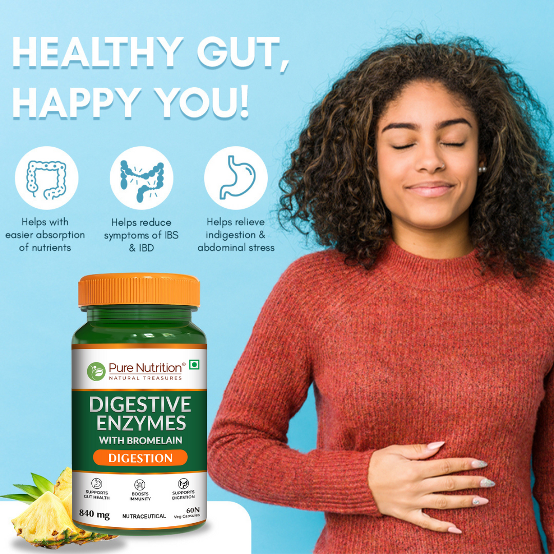 Digestive Enzymes with Bromelain Plant-Based | Probiotics & Herbs | 60 Caps | 120 Caps