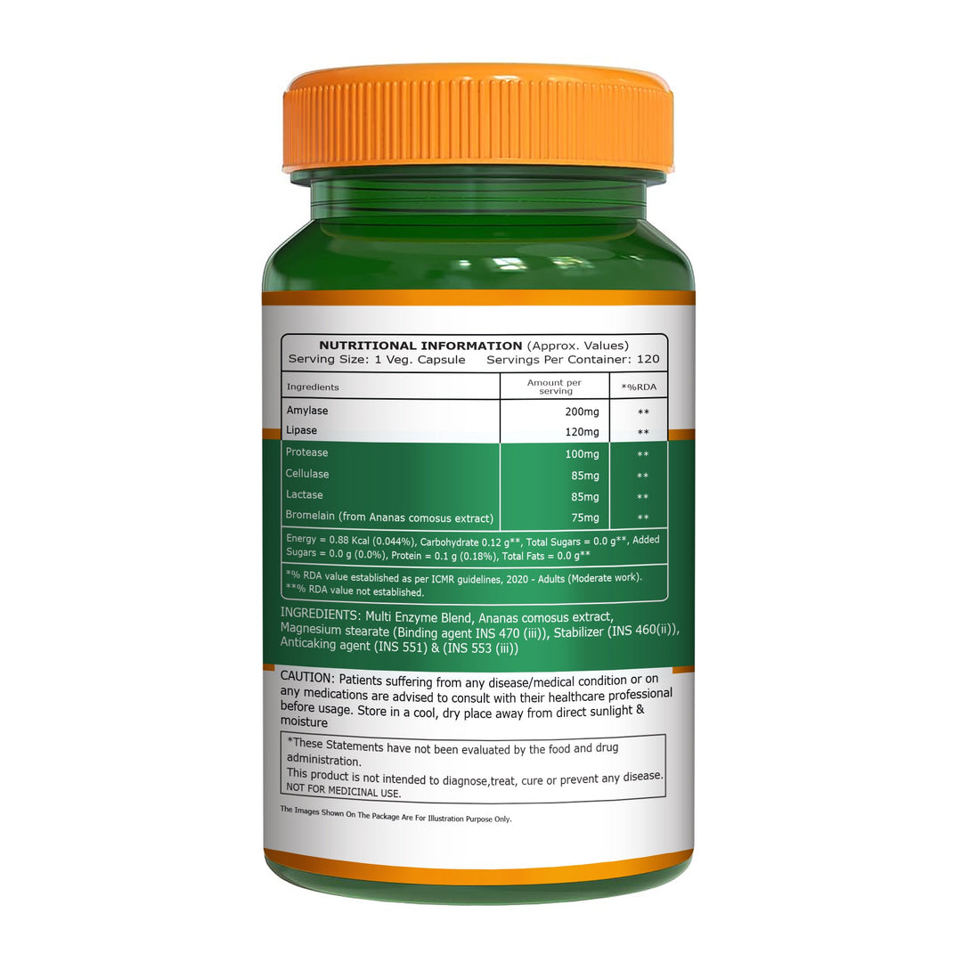 Digestive Enzymes with Bromelain Plant-Based | Probiotics & Herbs | 60 Caps | 120 Caps