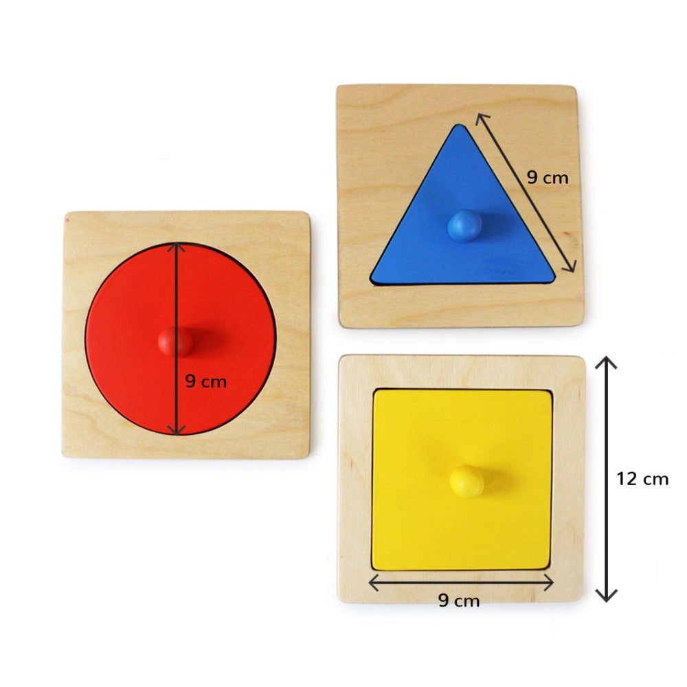 Shumee Montessori Wooden Shapes Peg Puzzle - Set of 3