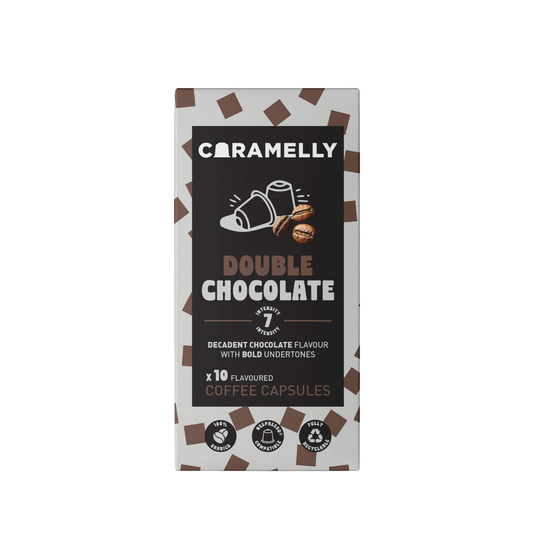 Caramelly Double Chocolate Flavoured Nespresso Compatible Coffee Capsules, 10 Pods, Intensity - 8 | Nespresso Compatible Pods Coffee Pods | No Added Sugar | 100% Arabica Coffee