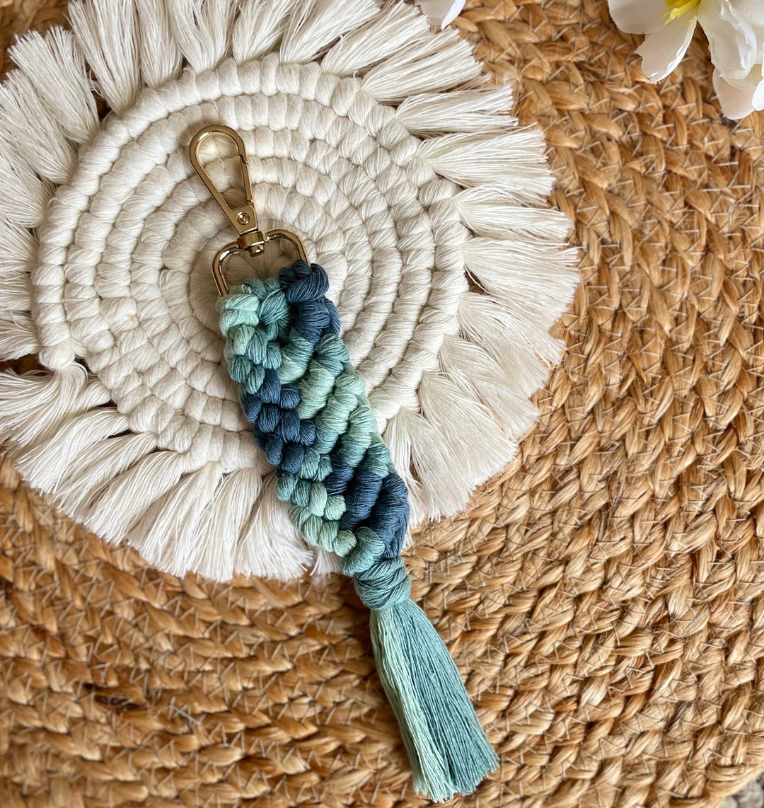 SUTRAM Handmade Macrame Sutram 3 Pieces Macrame Keychains I Macrame Bag Charms With Tassels I Handmade Accessory For Car Key Purse I Boho Gift For Girls (Multicolor)