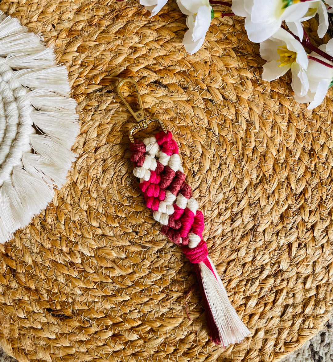 SUTRAM Handmade Macrame Sutram 3 Pieces Macrame Keychains I Macrame Bag Charms With Tassels I Handmade Accessory For Car Key Purse I Boho Gift For Girls (Multicolor)