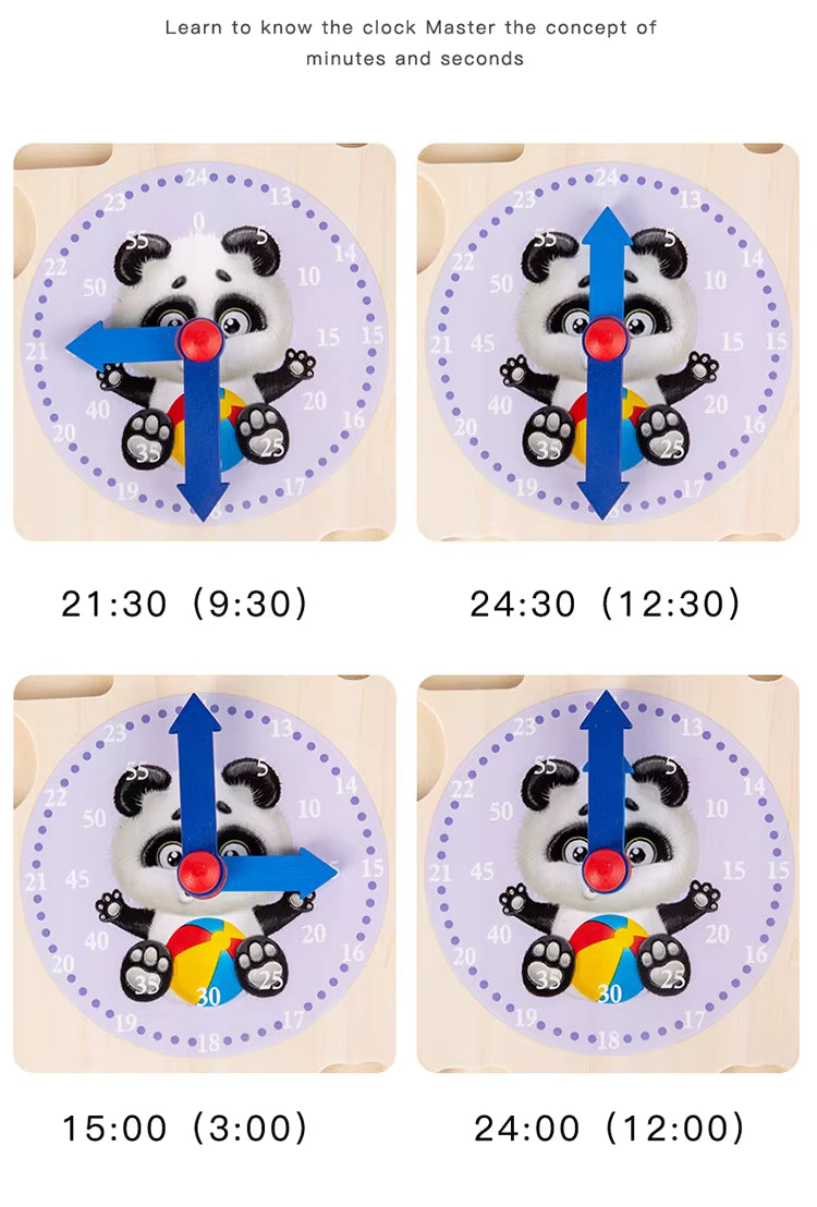 Wudly - Wooden Number Counting Learning Clock, Time Clock Learning Wooden Puzzle,Teaching Time Numbers Blocks Puzzle, Early Learning Educational Toy for 3+ years Kids, Child Safe Certified, Multi Colors.