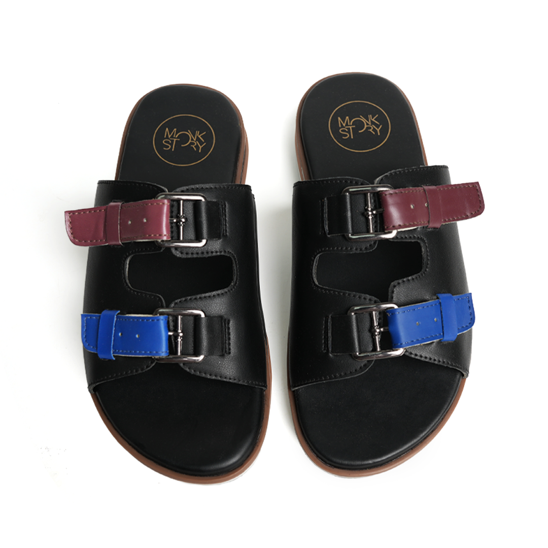 Monkstory Drift Slide Sandals - Classic Burgundy/Blue