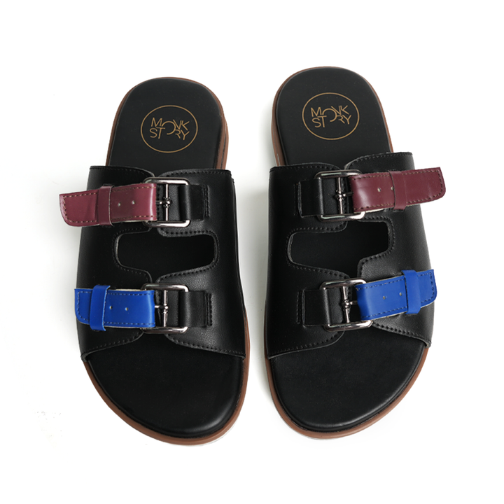 Monkstory Drift Slide Sandals - Classic Burgundy/Blue