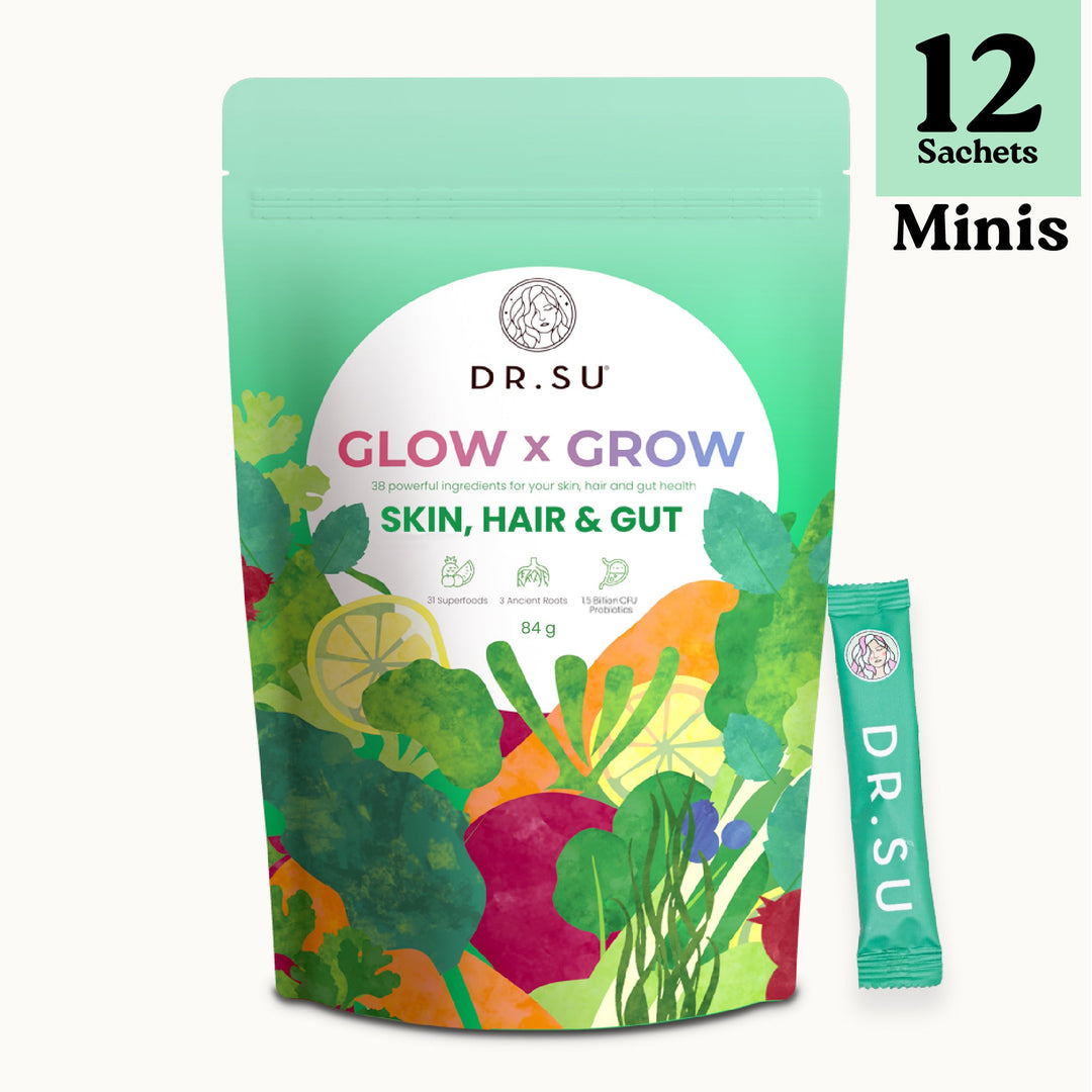 Dr.Su 6 - In - 1 Supplement Powder | Clear Skin, Strong Hair & Healthy Gut | With Vitamins, Minerals, Antioxidants, Probiotics, Fiber & Adaptogens | Lemon Mint | Sugar - Free - Suspire