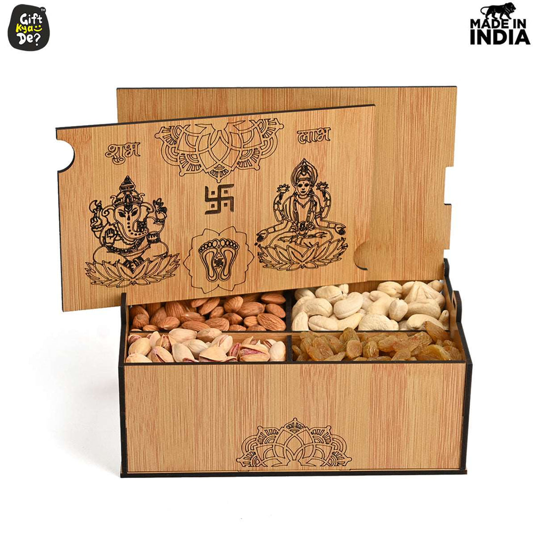 Gift Kya De Wooden Dry Fruit Box (Empty Box) | Festive Box