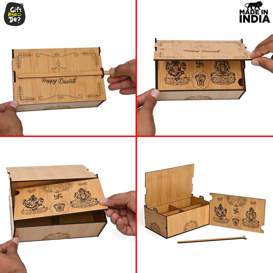 Gift Kya De Wooden Dry Fruit Box (Empty Box) | Festive Box
