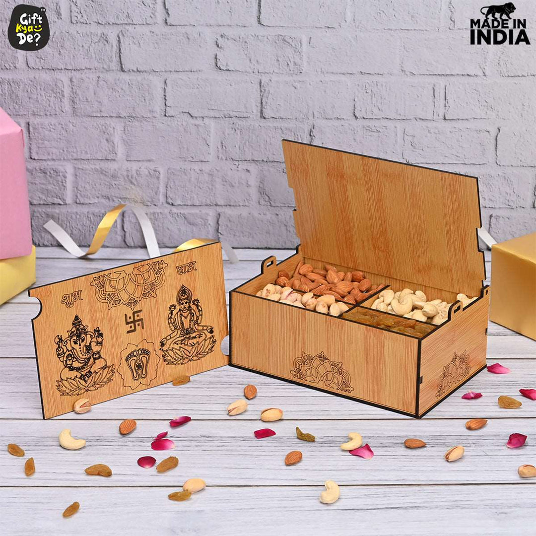 Gift Kya De Wooden Dry Fruit Box (Empty Box) | Festive Box