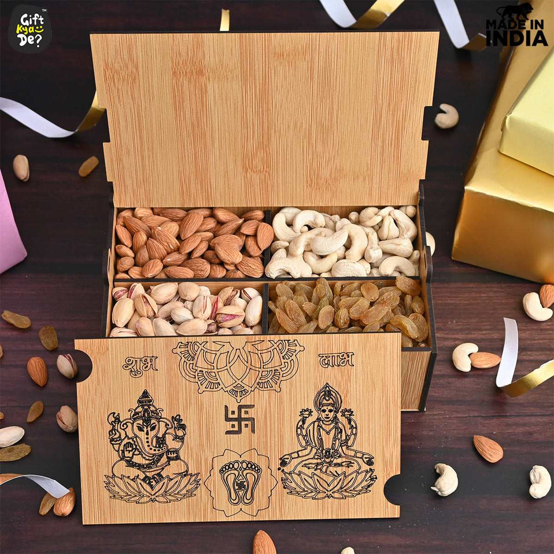 Gift Kya De Wooden Dry Fruit Box (Empty Box) | Festive Box