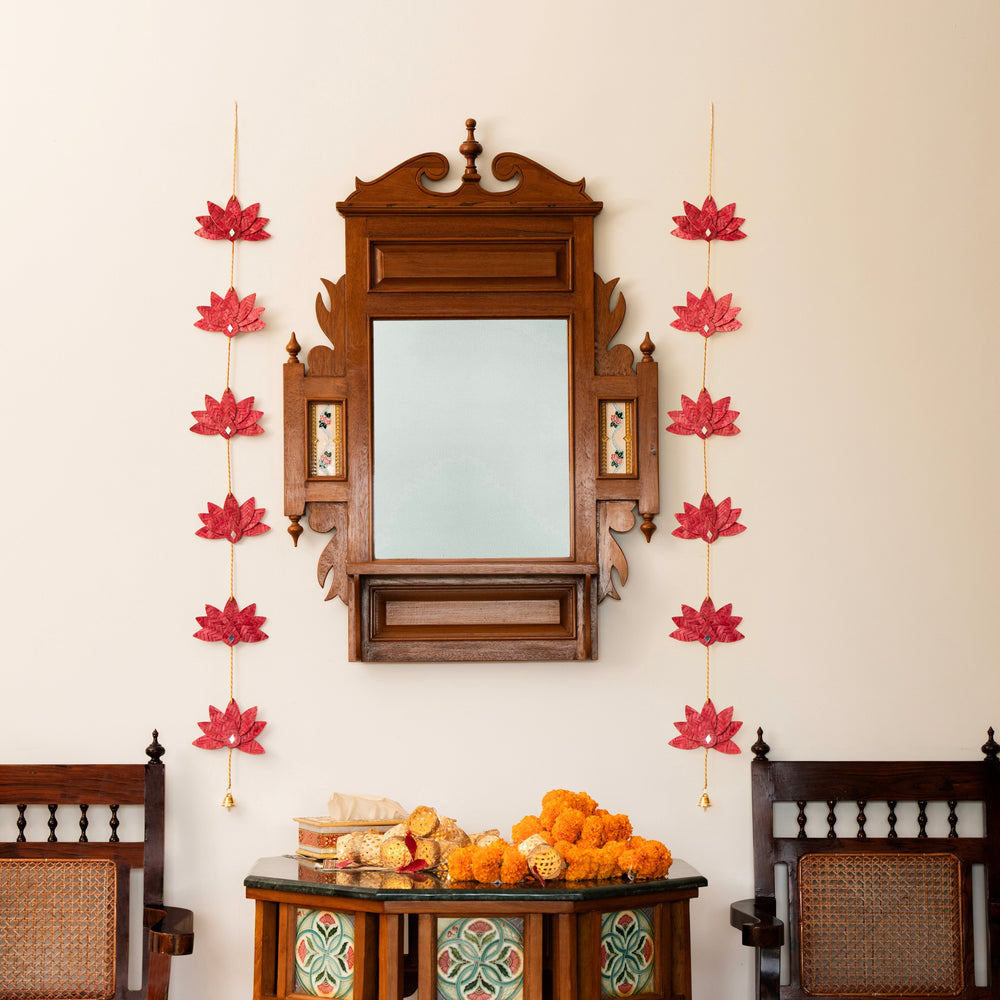 Lotus Handcrafted Bamboo Door Hanging for Decor  - set of 2