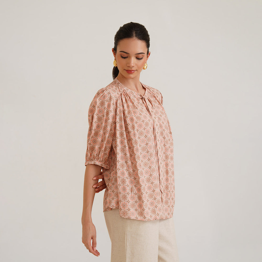 B77 Poppy Organic Bamboo Printed Pink Women's Top