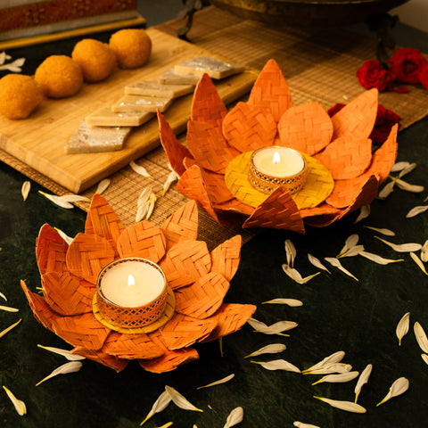 Lotus Handcrafted Bamboo Tealight Holder