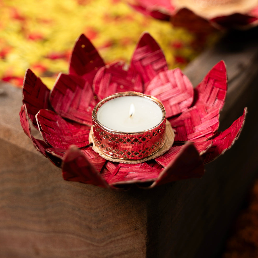 Lotus Handcrafted Bamboo Tealight Holder