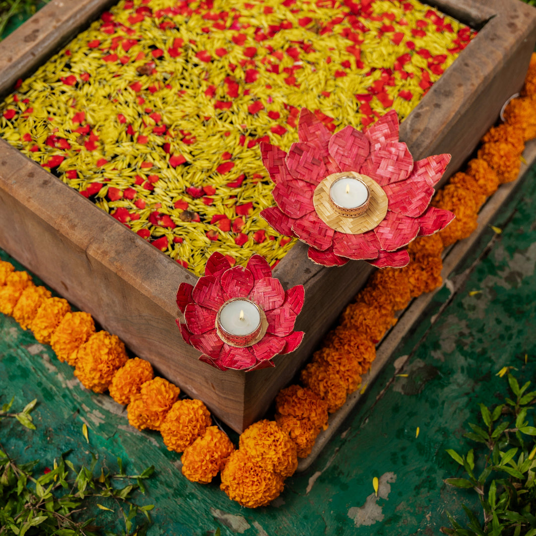 Lotus Handcrafted Bamboo Tealight Holder
