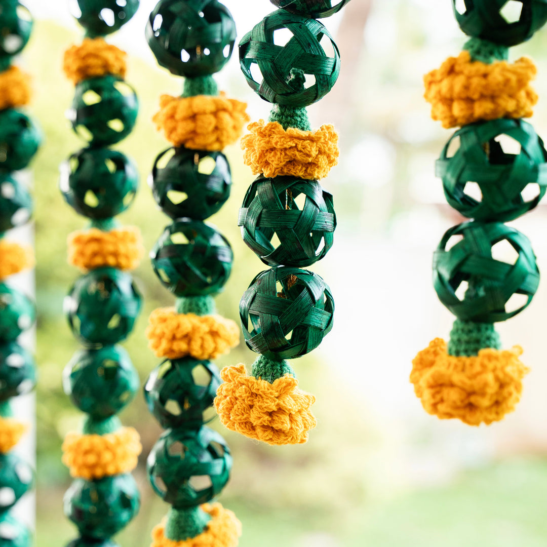 Marigold Handcrafted Bamboo Door Hanging for Decor  - set of 2