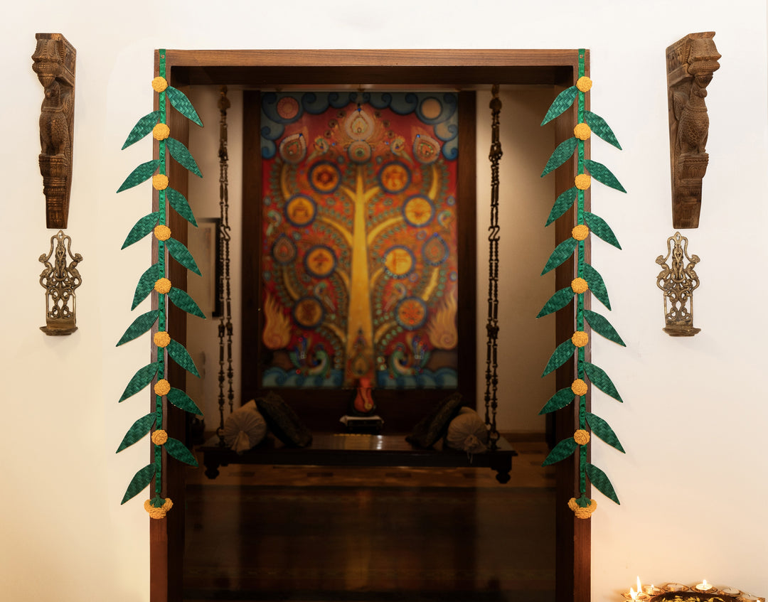 Shubh Handcrafted Bamboo Door Hanging for Decor  - set of 2