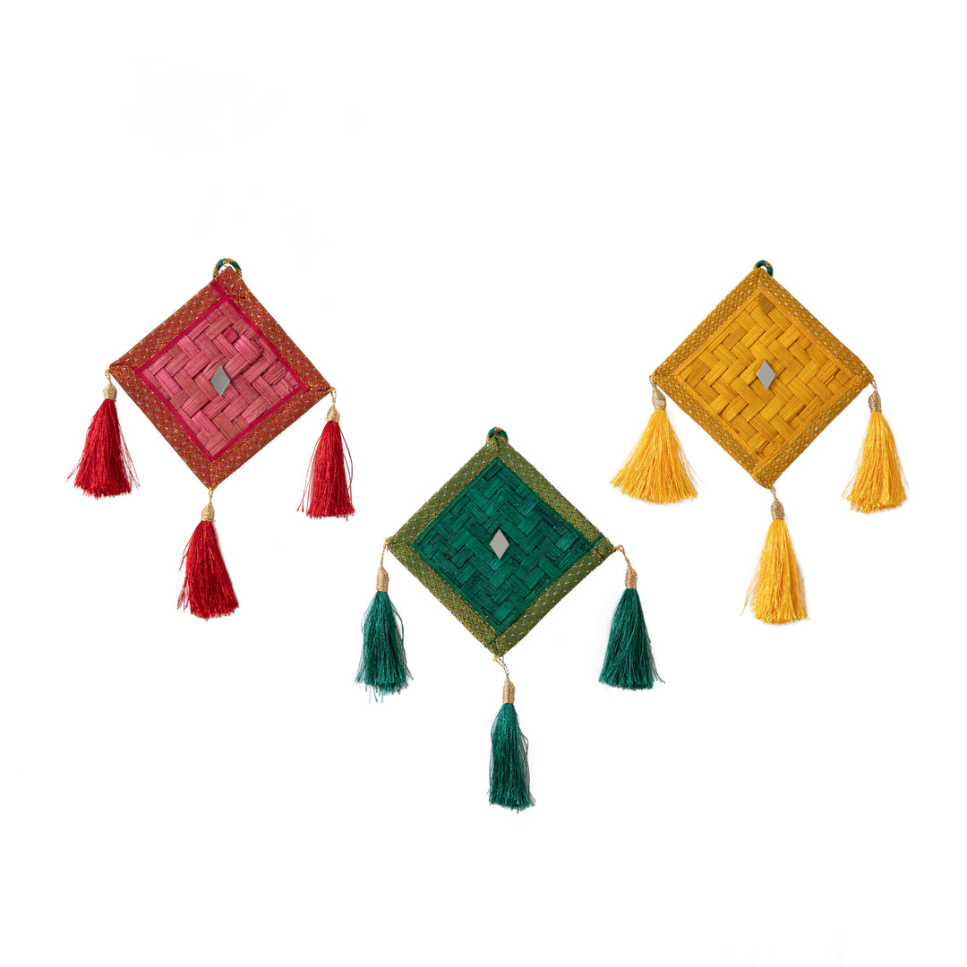 Patang Handcrafted Bamboo Door Hanging for Decor  - set of 3